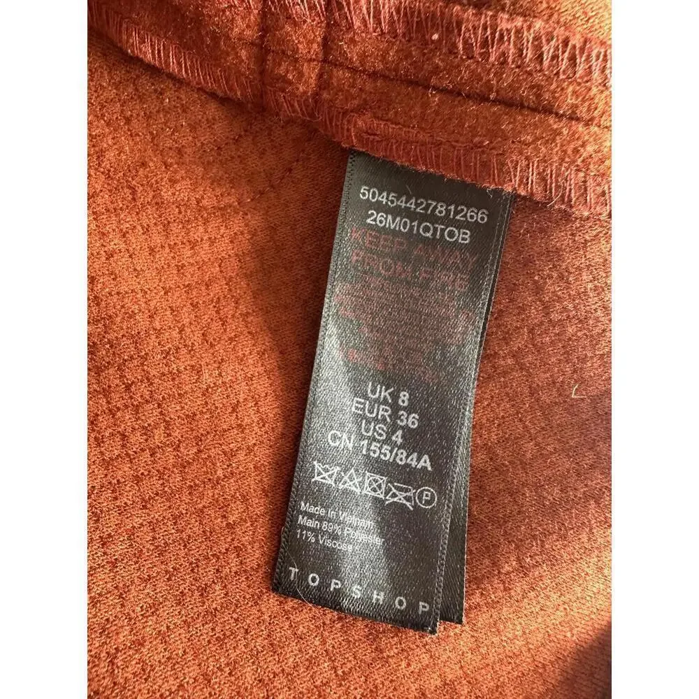 Topshop Carly Coat Rust Brown Orange Long Jacket Women’s size 4 Small